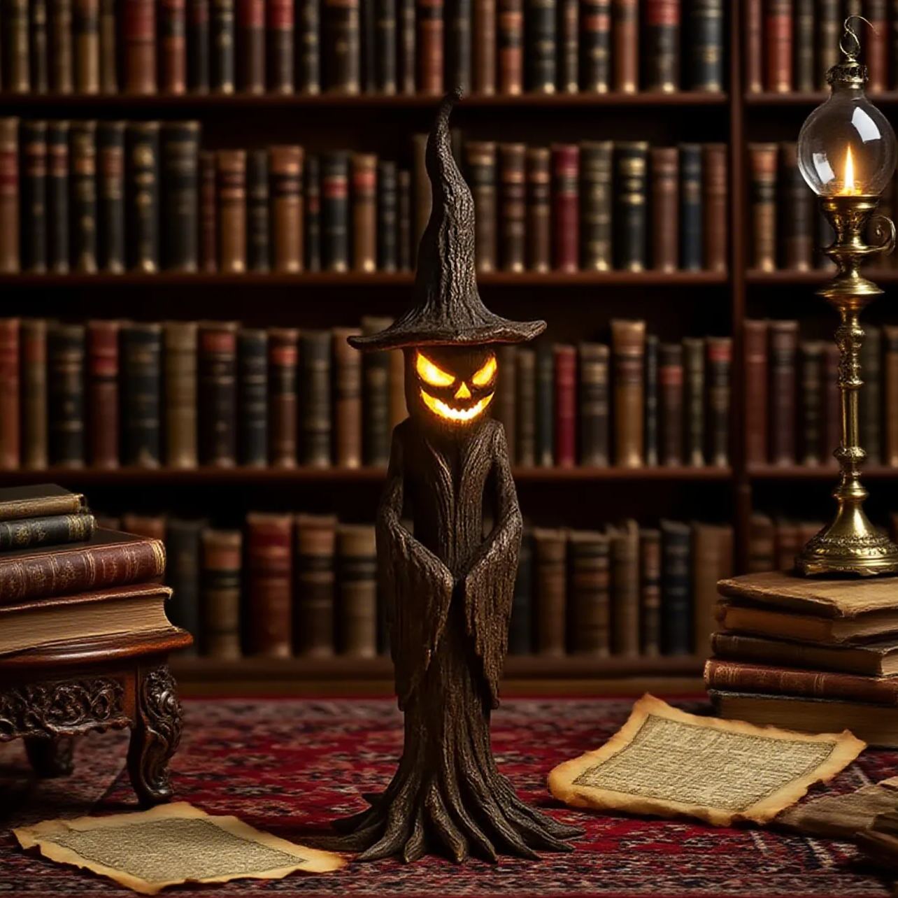 Spooky Tree Stump Wizard Jack-O'-Lantern