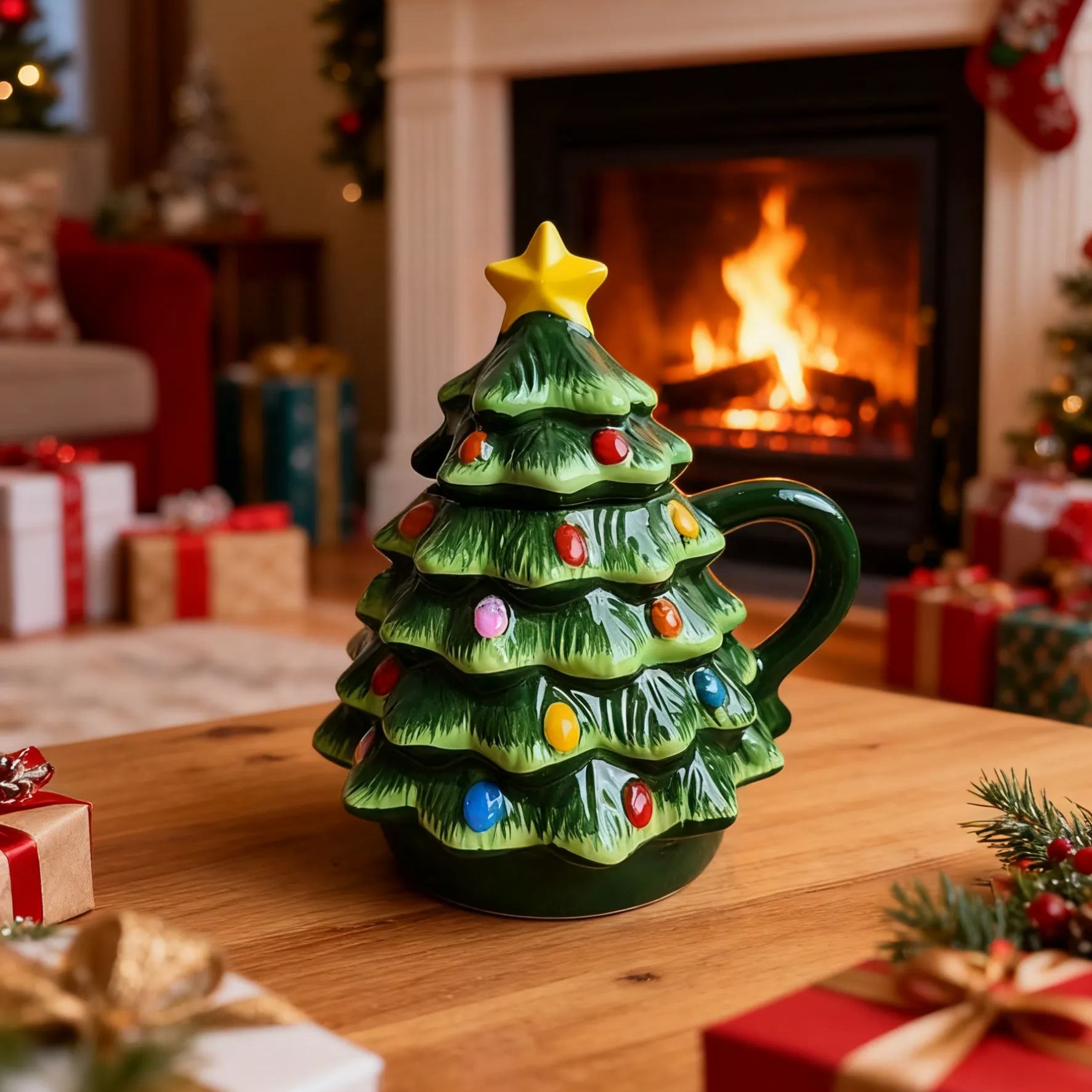 16 oz. Nostalgic Ceramic Tree Lidded Mug