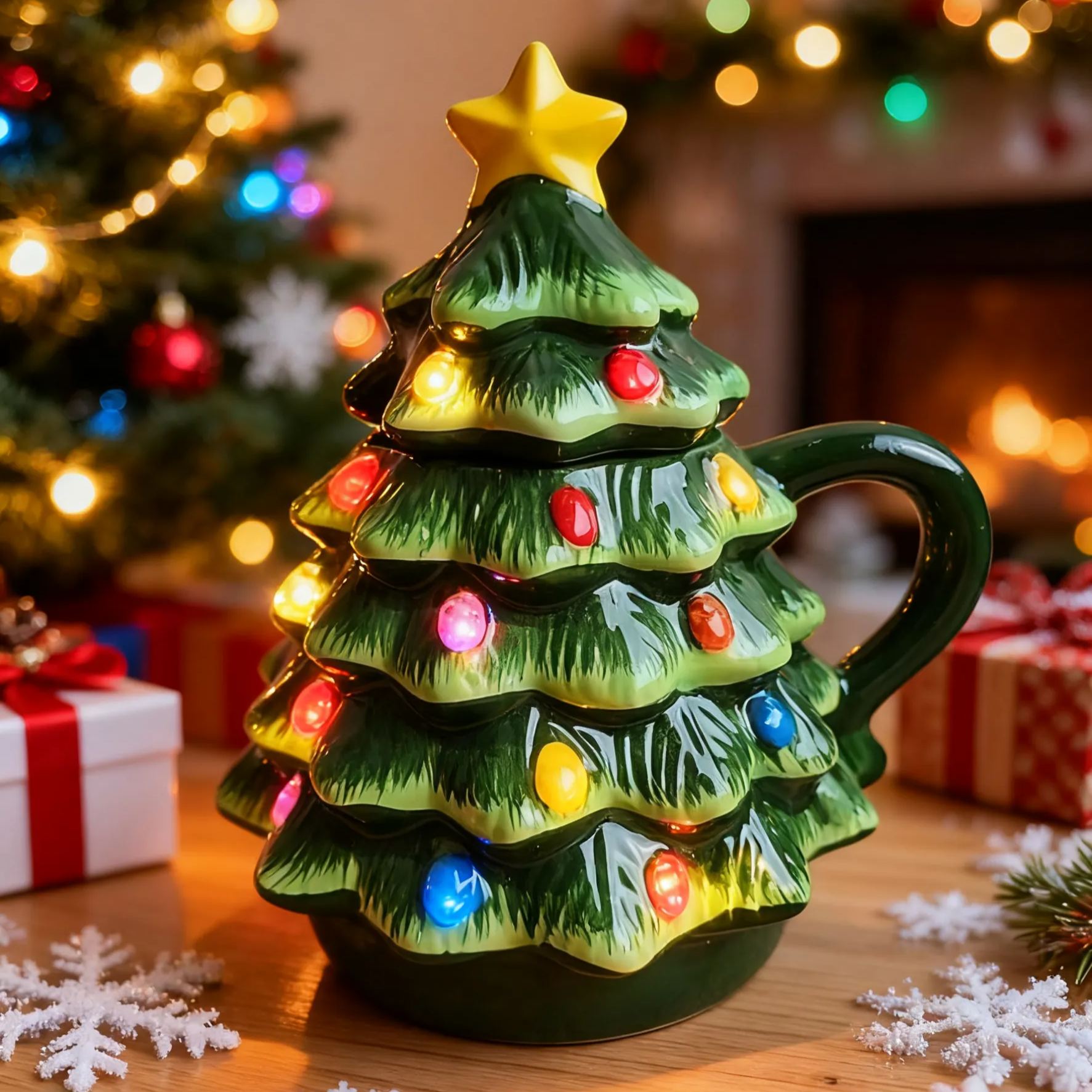 16 oz. Nostalgic Ceramic Tree Lidded Mug