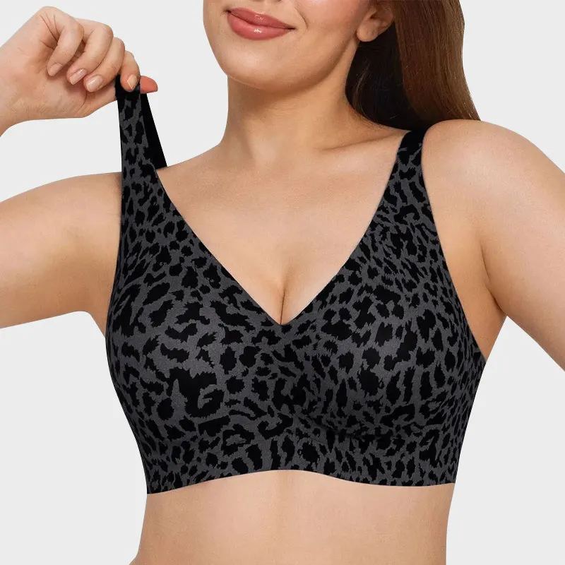 Wireless Leopard V-Neck Contour Bra