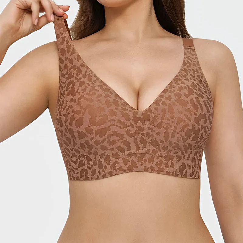 Wireless Leopard V-Neck Contour Bra