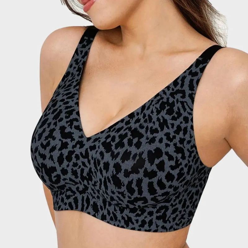 Wireless Leopard V-Neck Contour Bra