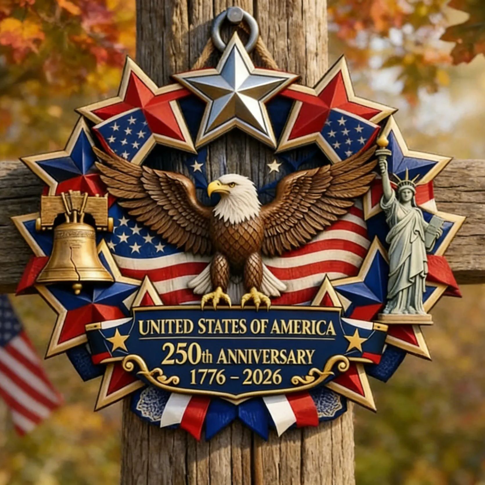 America 250th Anniversary Wood Wreath