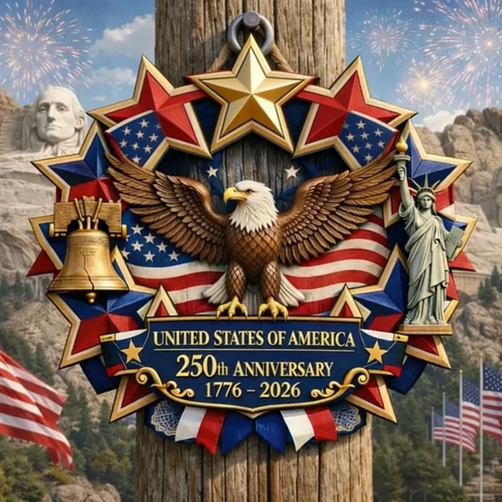 America 250th Anniversary Wood Wreath