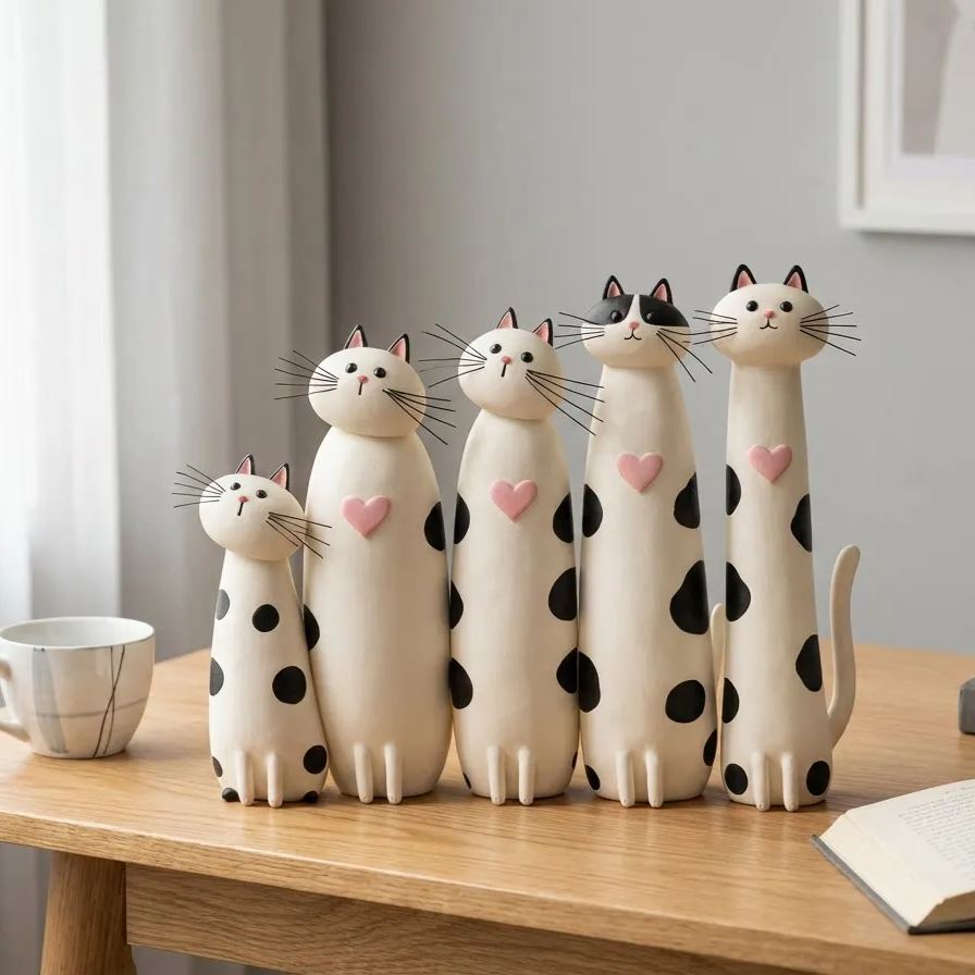 Whimsical and quirky cat figurines