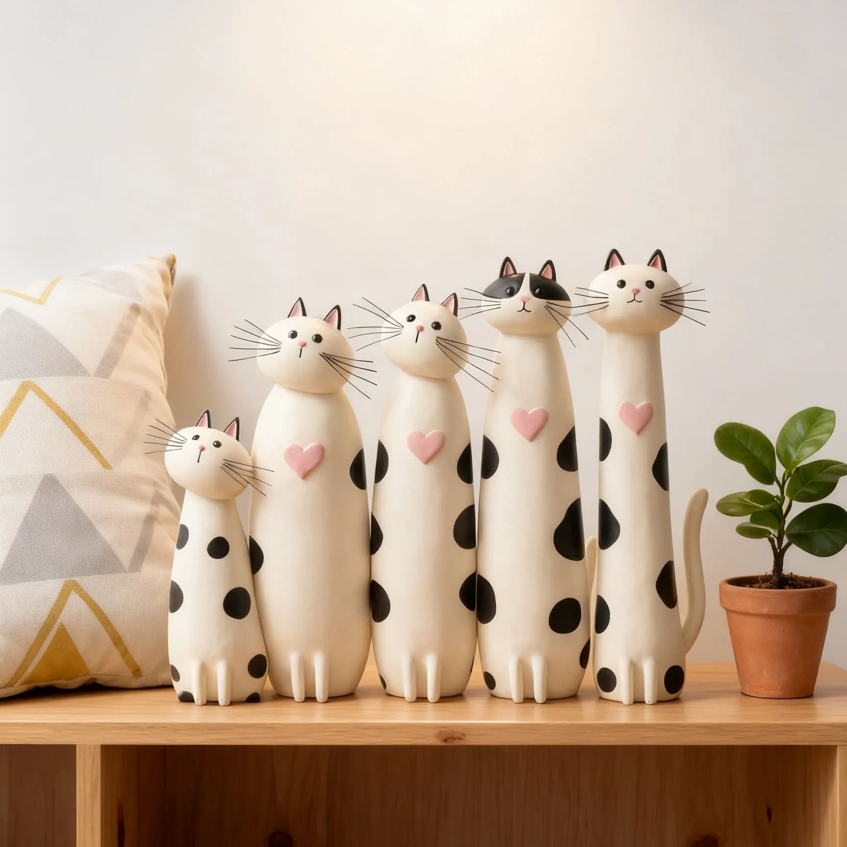 Whimsical and quirky cat figurines