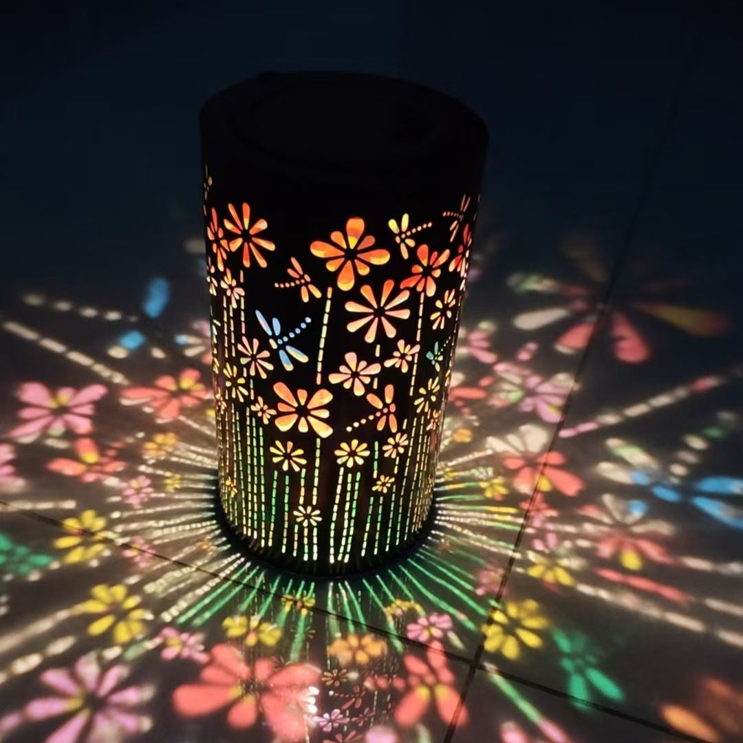 Solar-Powered Garden Light Bucket – Colorful Flower Projection for Outdoor Ambiance