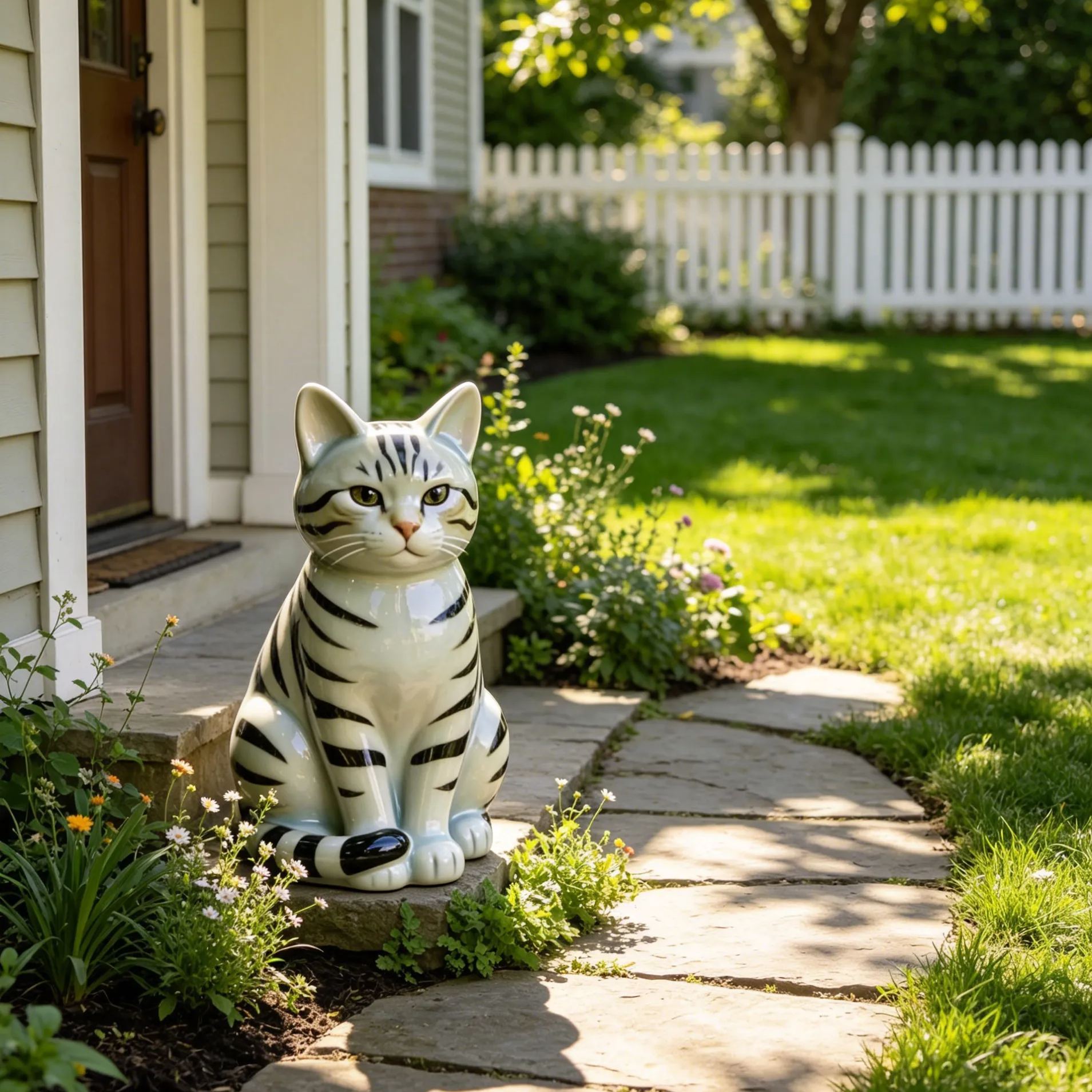 Outdoor Garden Cat Statue – Adorable Seated Feline Decor