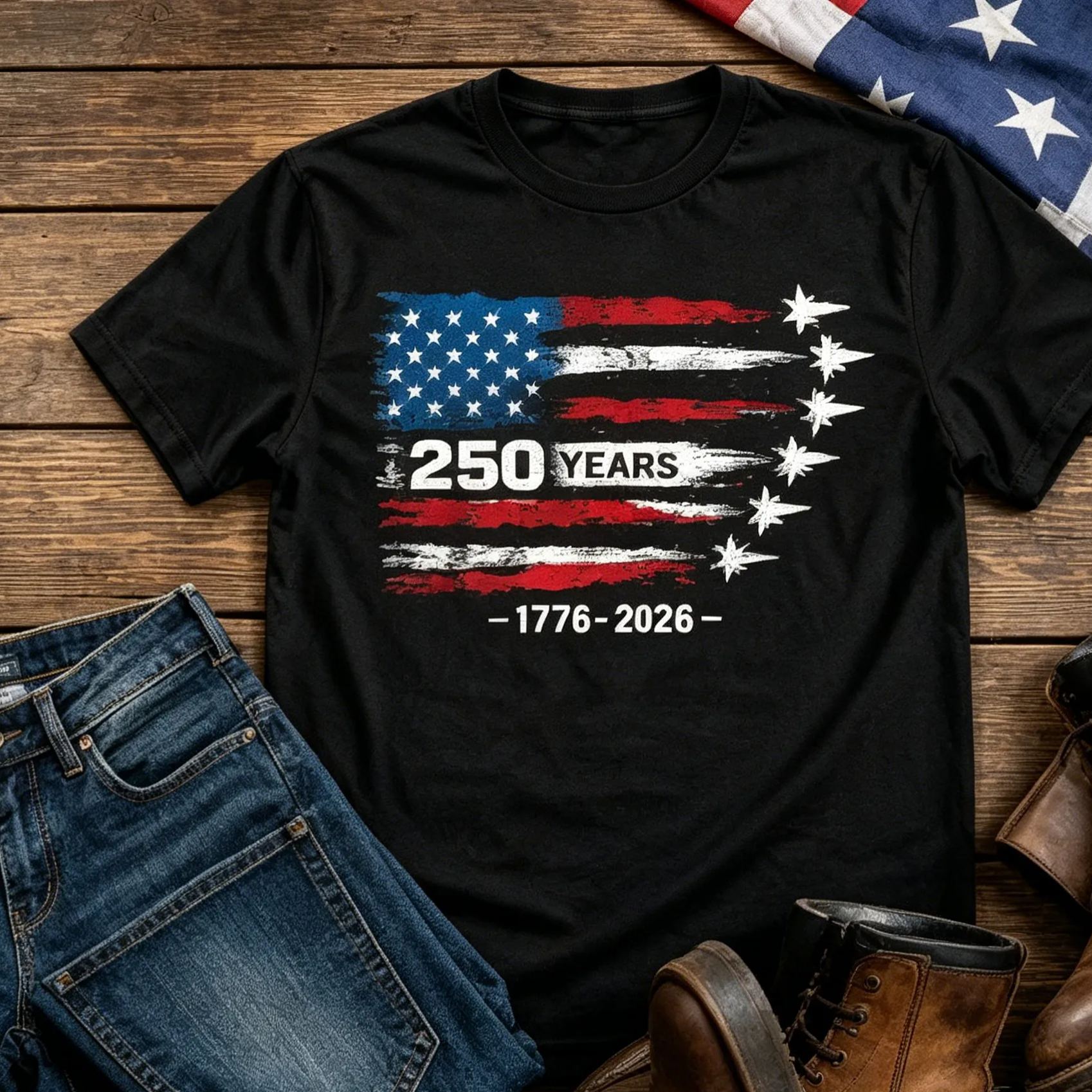 250 Years American 1776 2026 250th 4th July Independence Day T-Shirt