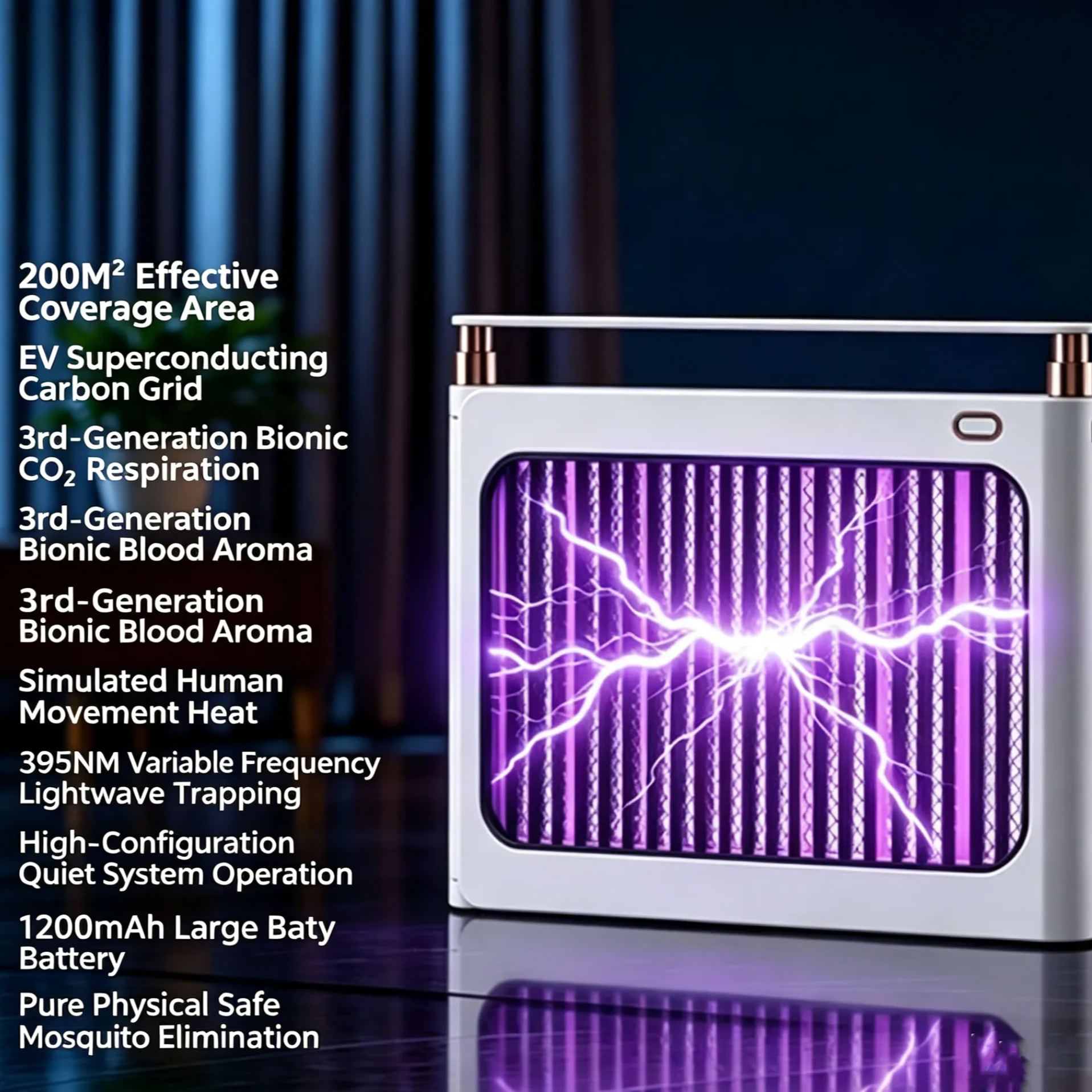 Indoor & Outdoor Mosquito Killer Lamp – Powerful UV Attraction, Quiet Operation & 200㎡ Coverage
