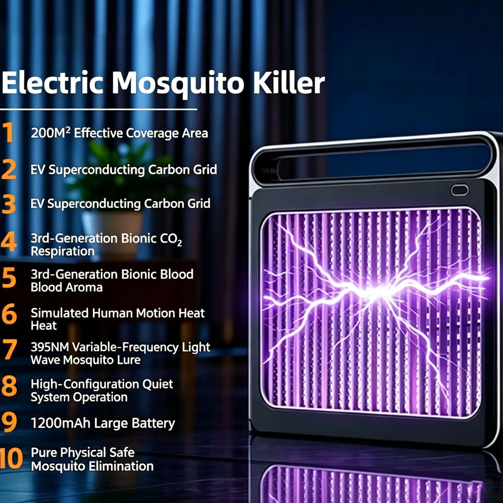 Indoor & Outdoor Mosquito Killer Lamp – Powerful UV Attraction, Quiet Operation & 200㎡ Coverage