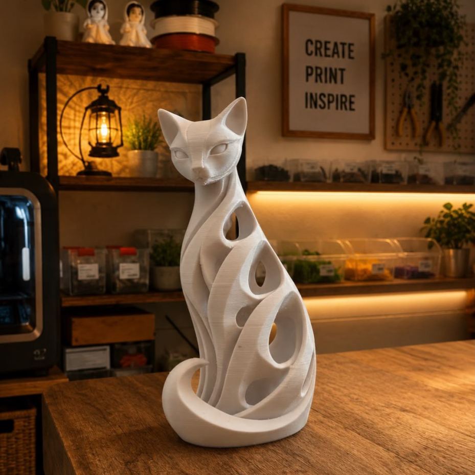 🔥🎁🐈‍⬛ Spiral Cat Sculpture — A Modern Symbol of Elegance & Curiosity