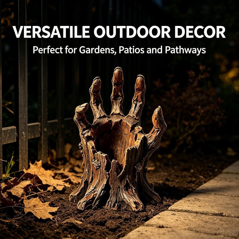 🎃Halloween Wooden Hand Garden Planter Stake – Spooky Driftwood Yard Decor for Plants & Halloween 🕸️