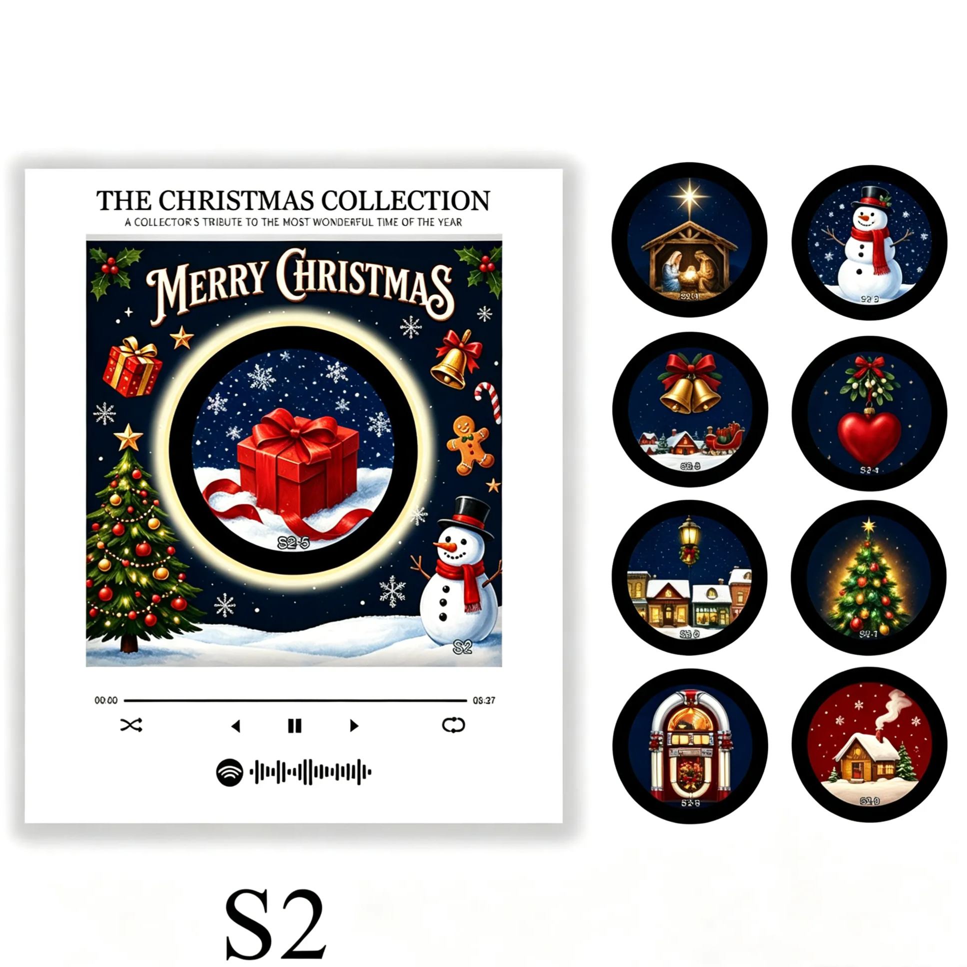 Retro NFC Vinyl Christmas Refrigerator Magnet Light-Up Spinning Decor for Holiday Home & Christmas Gift