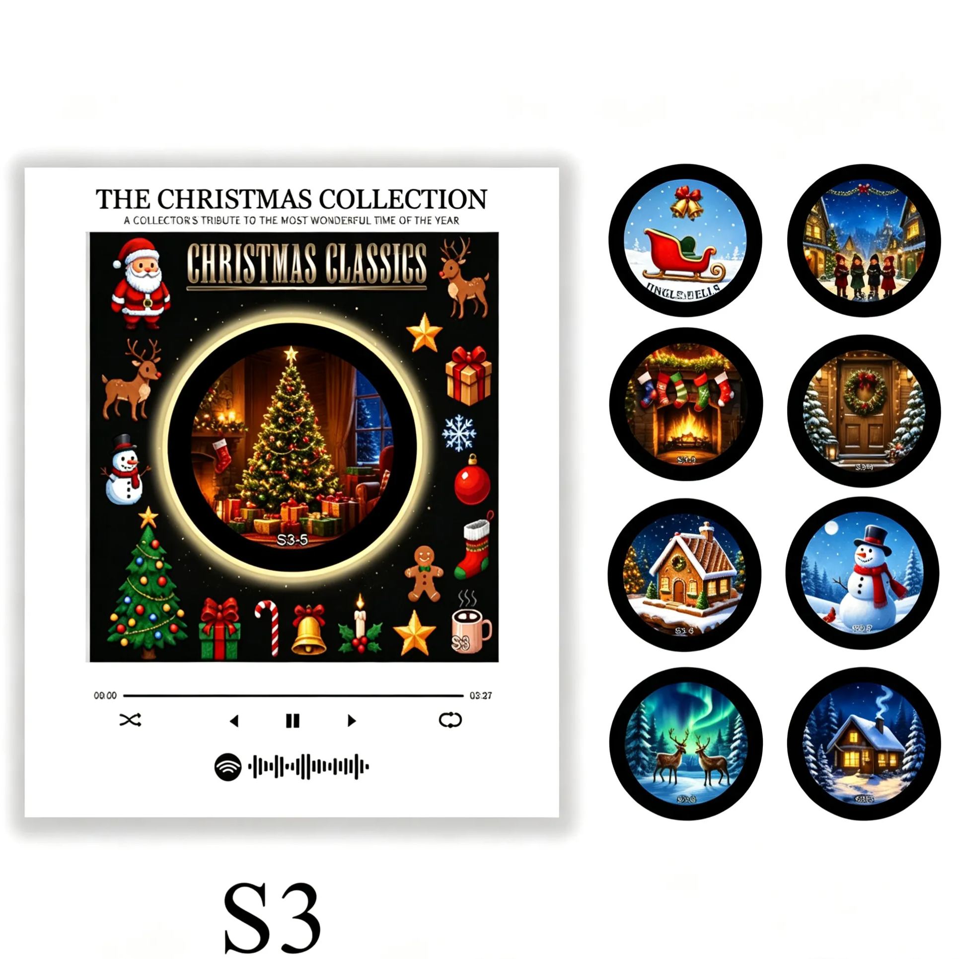 Retro NFC Vinyl Christmas Refrigerator Magnet Light-Up Spinning Decor for Holiday Home & Christmas Gift