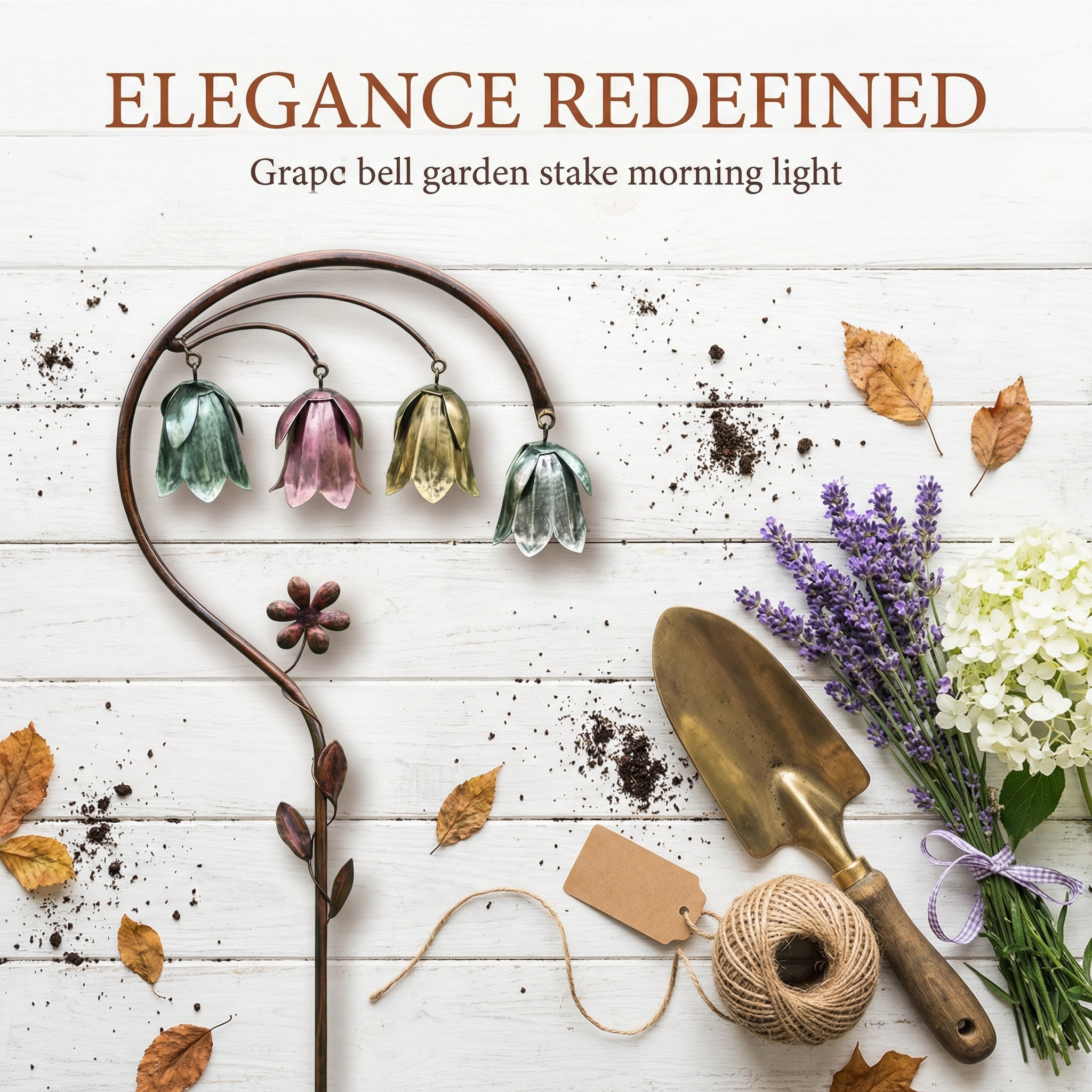 🌸 4-Color Metal Lily of the Valley Garden Stake | Rustic Floral Sculpture