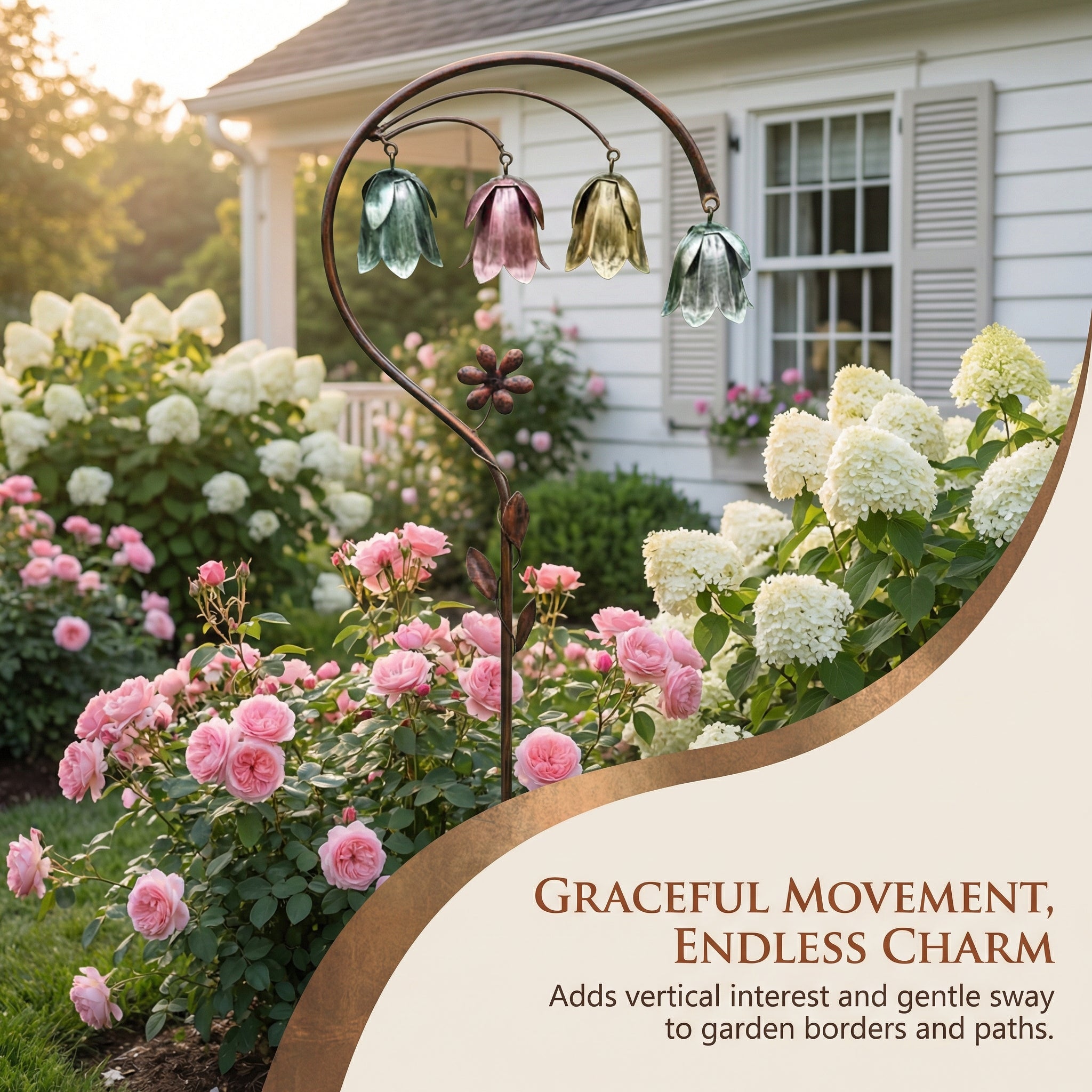 🌸 4-Color Metal Lily of the Valley Garden Stake | Rustic Floral Sculpture