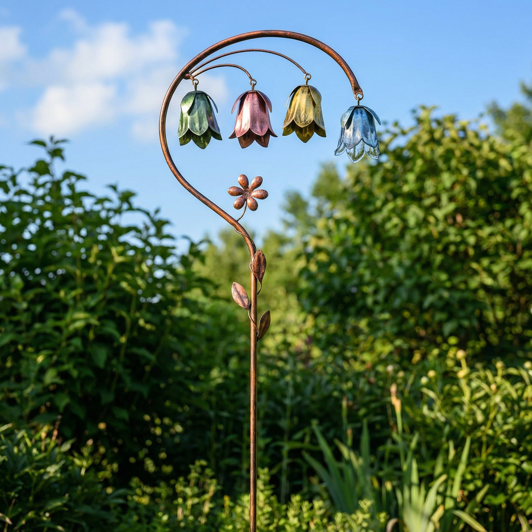 🌸 4-Color Metal Lily of the Valley Garden Stake | Rustic Floral Sculpture