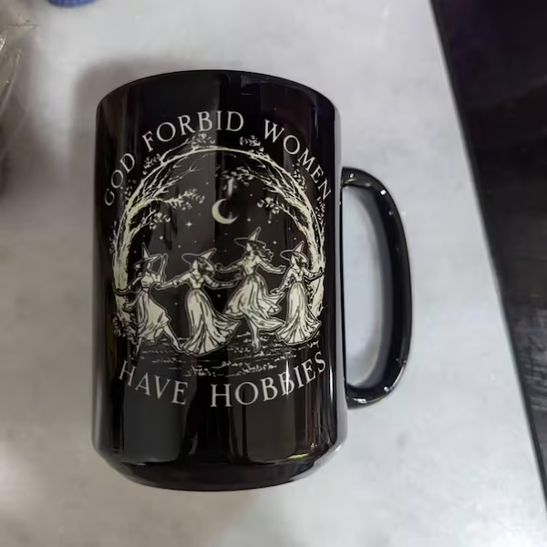 🎀God Forbid Women Have Hobbies Coffee Mug, Feminist Power Gift, Witch Mug 🎁✨