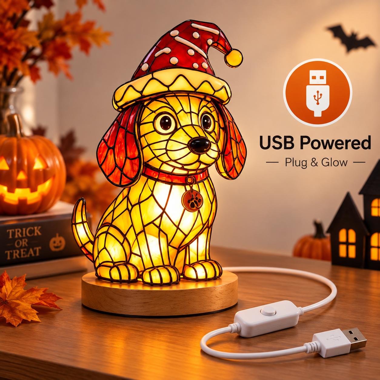 🎃 Glowing Halloween Glass Character Lamp