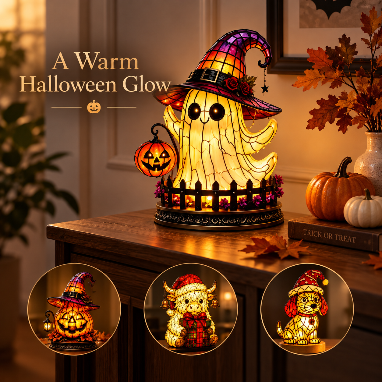 🎃 Glowing Halloween Glass Character Lamp