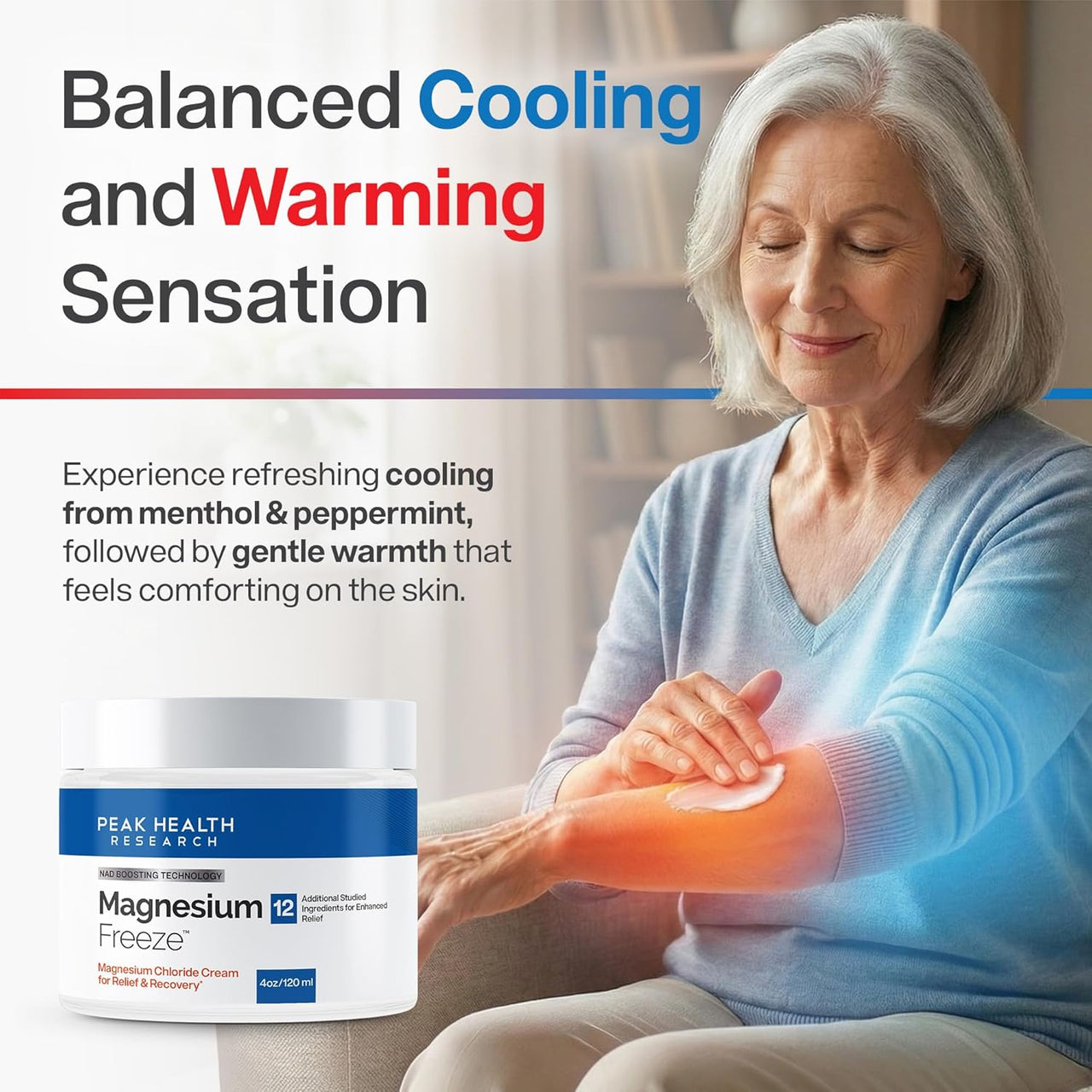 Cooling and warming topical magnesium cream application