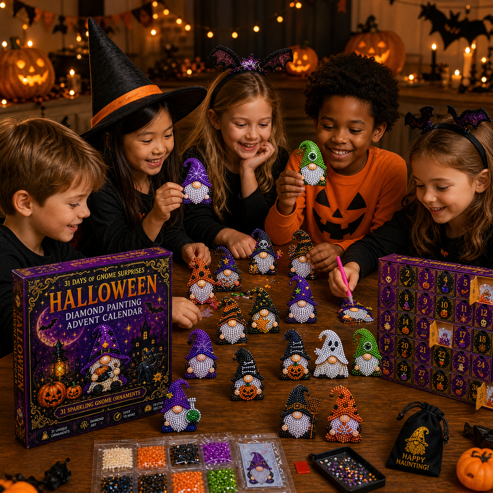 🎃 31-Day Halloween Gnome Diamond Art Advent Calendar