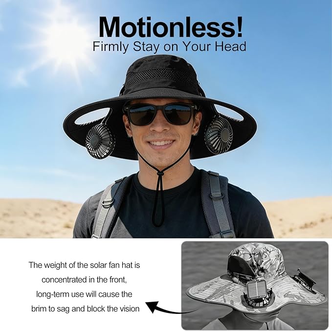 Wide Brim Solar Hat with Fan