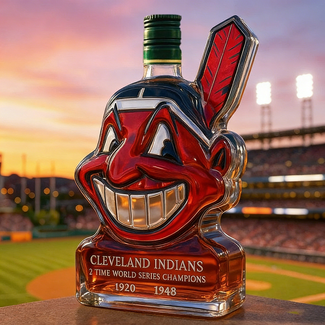 Cleveland Indians Team Whiskey Bottle