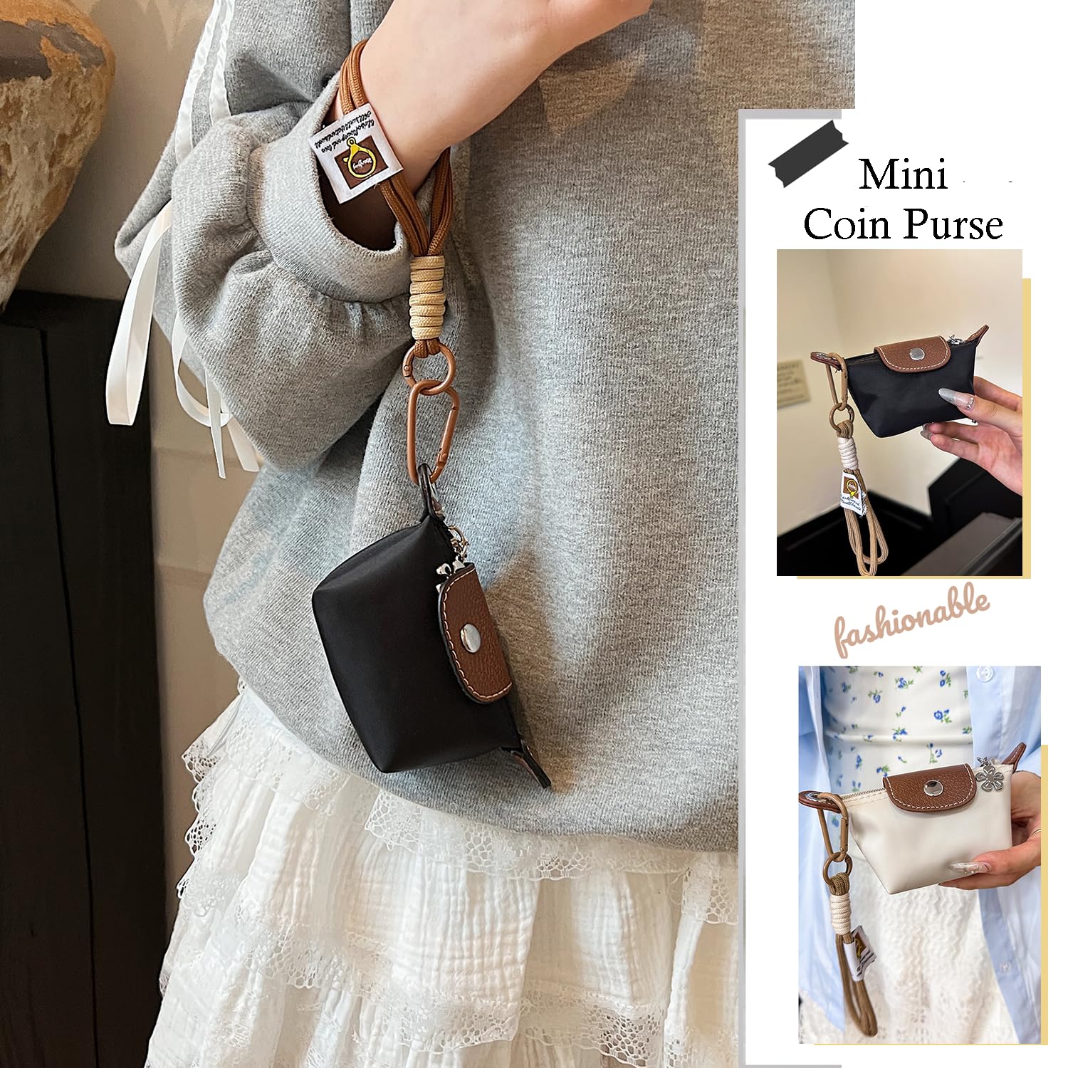 Dumpling Bag Detachable Nylon Wrist Strap Coin Purse