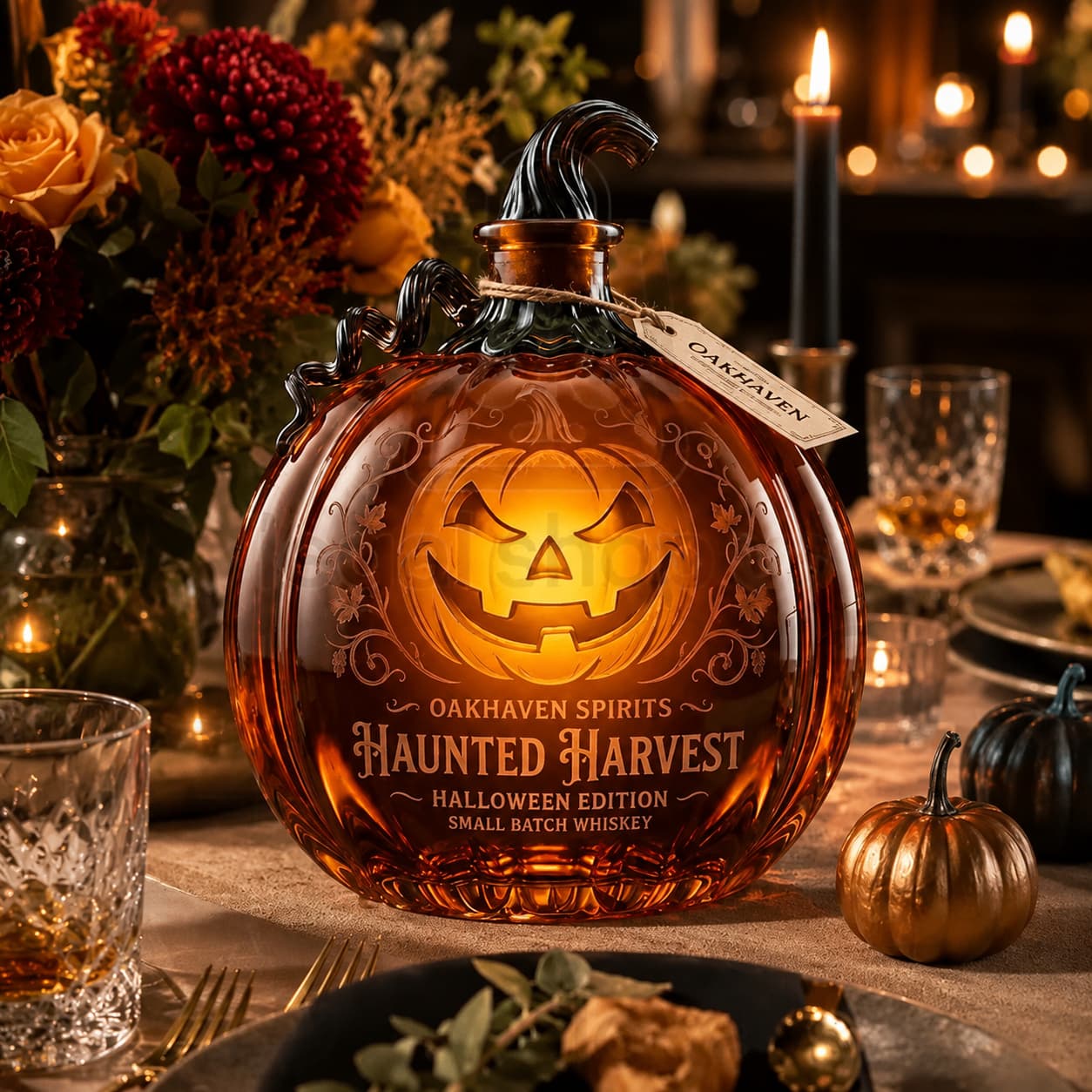 🎃Pumpkin Jack‑o’‑Lantern Whiskey Decanter
