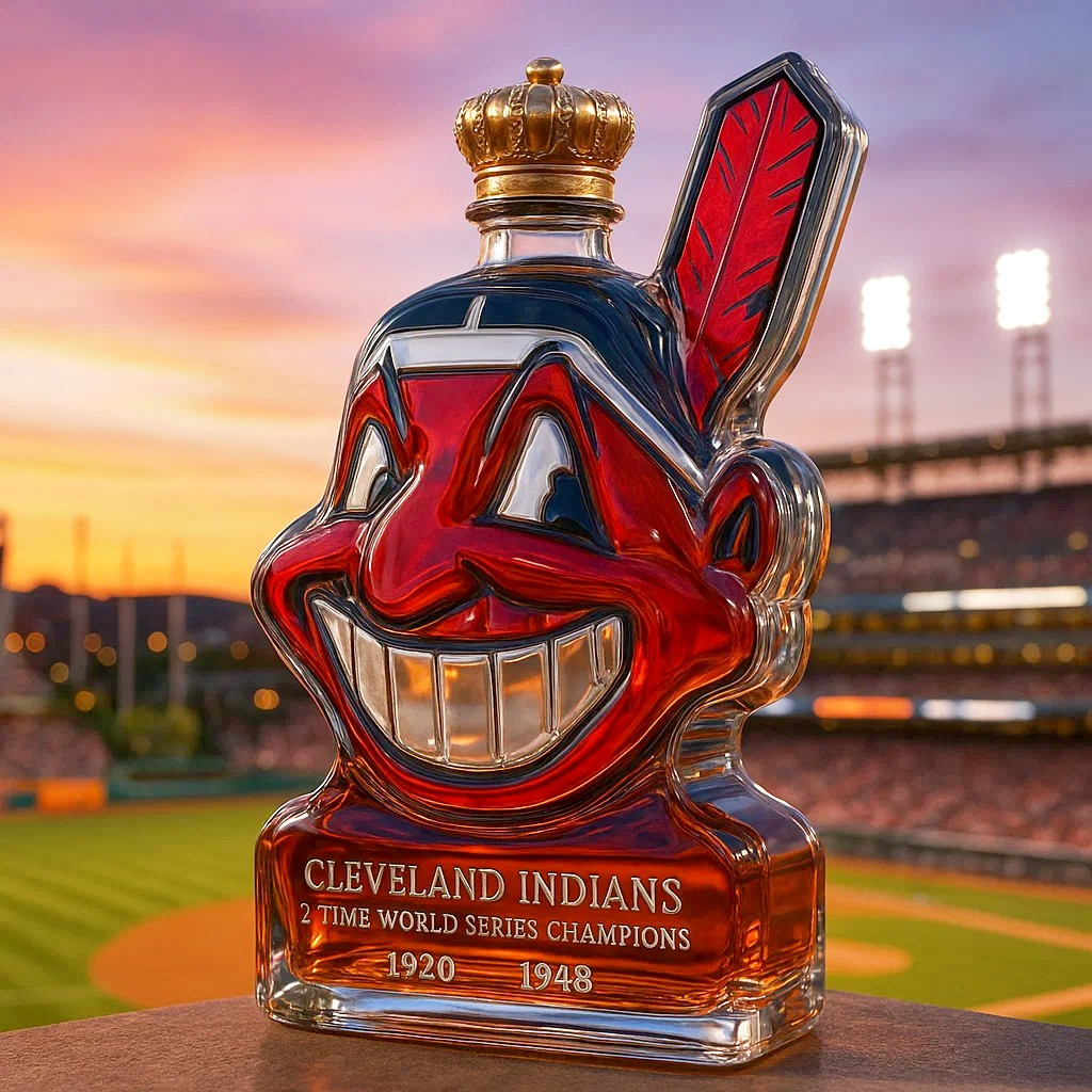 Cleveland Indians Team Whiskey Bottle