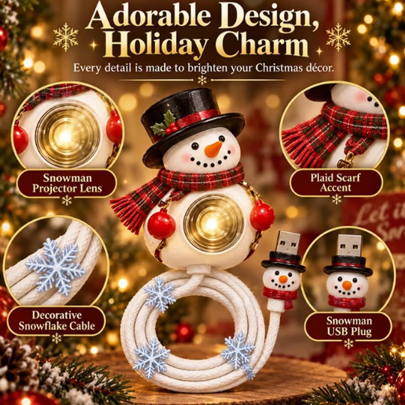 ⛄Snowman Christmas Projector Light – Festive Snowflake & Star Projection Lamp