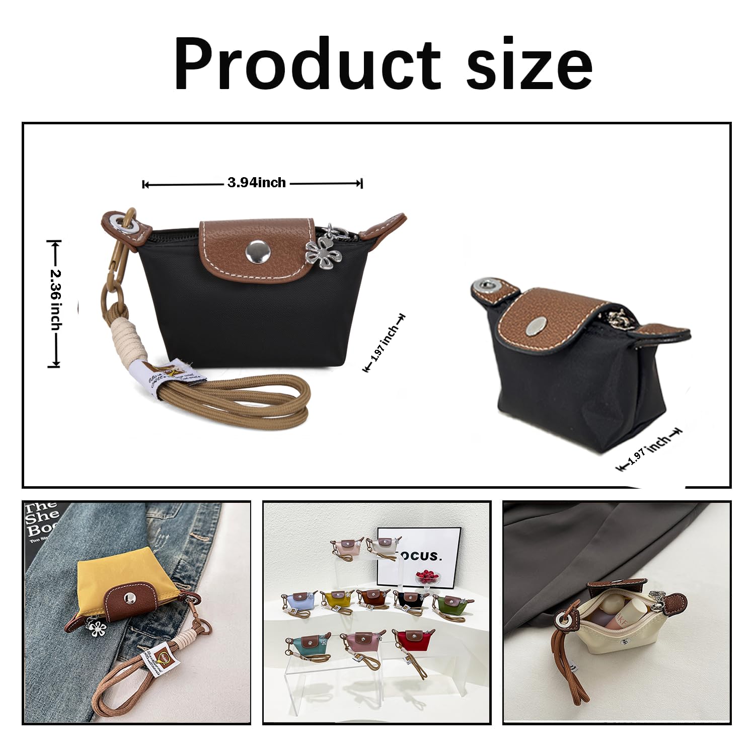 Dumpling Bag Detachable Nylon Wrist Strap Coin Purse