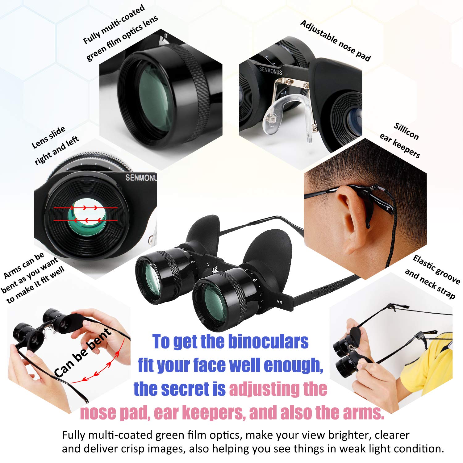 Hands-Free Binocular Glasses for Bird Watching & Fishing