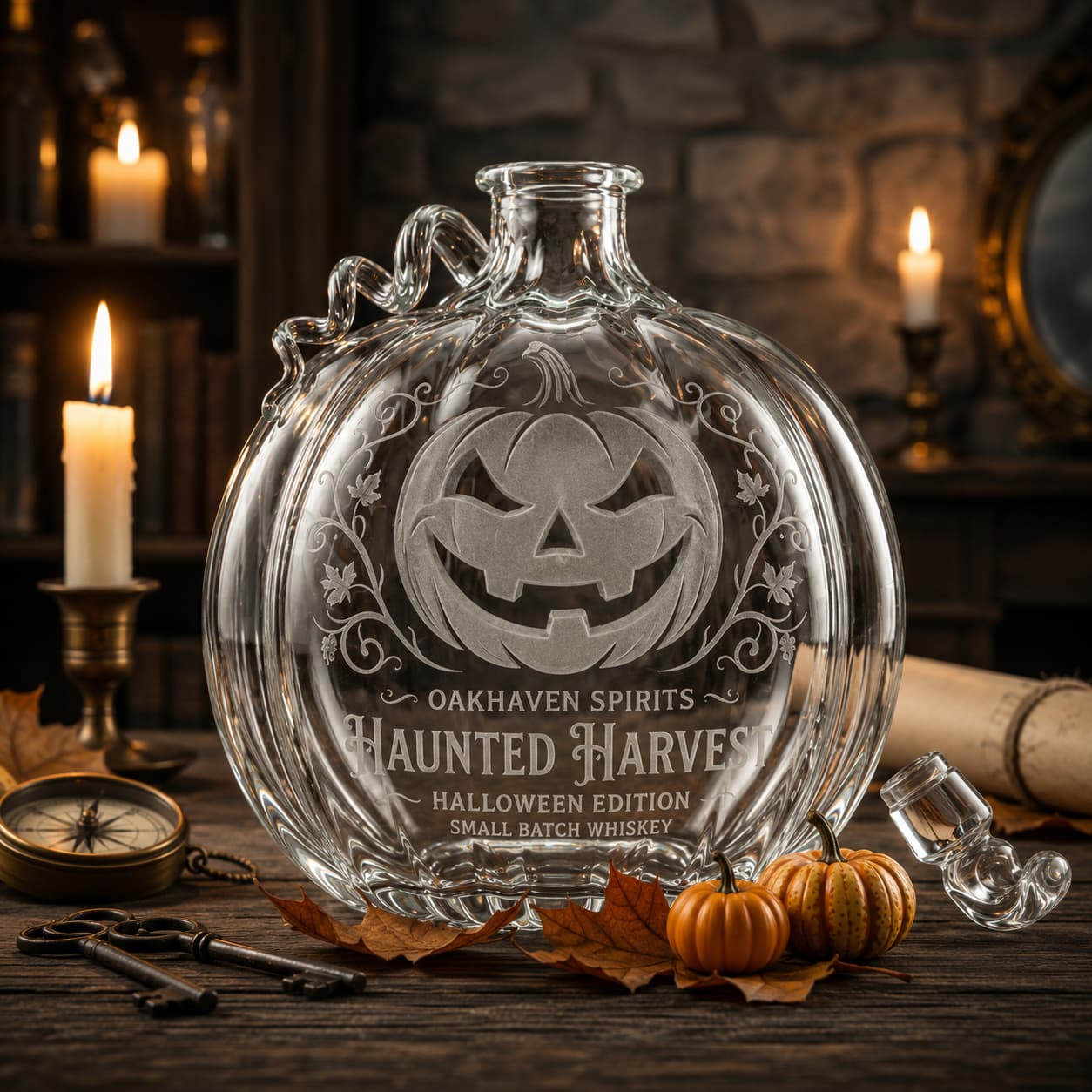 🎃Pumpkin Jack‑o’‑Lantern Whiskey Decanter