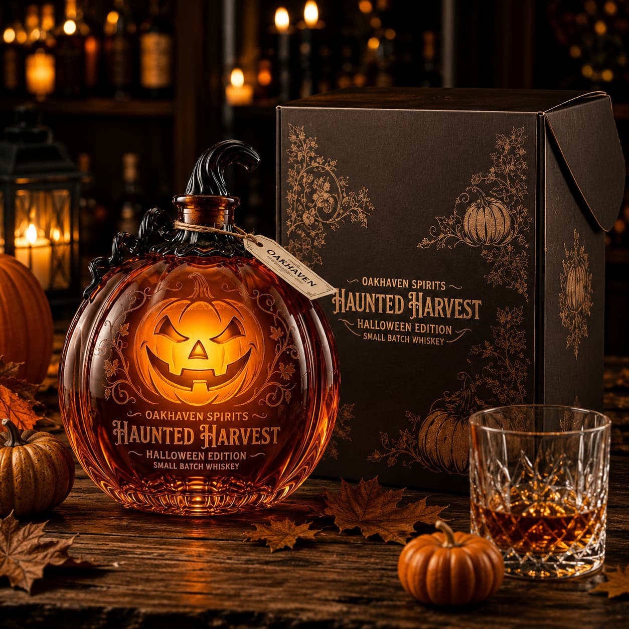 🎃Pumpkin Jack‑o’‑Lantern Whiskey Decanter