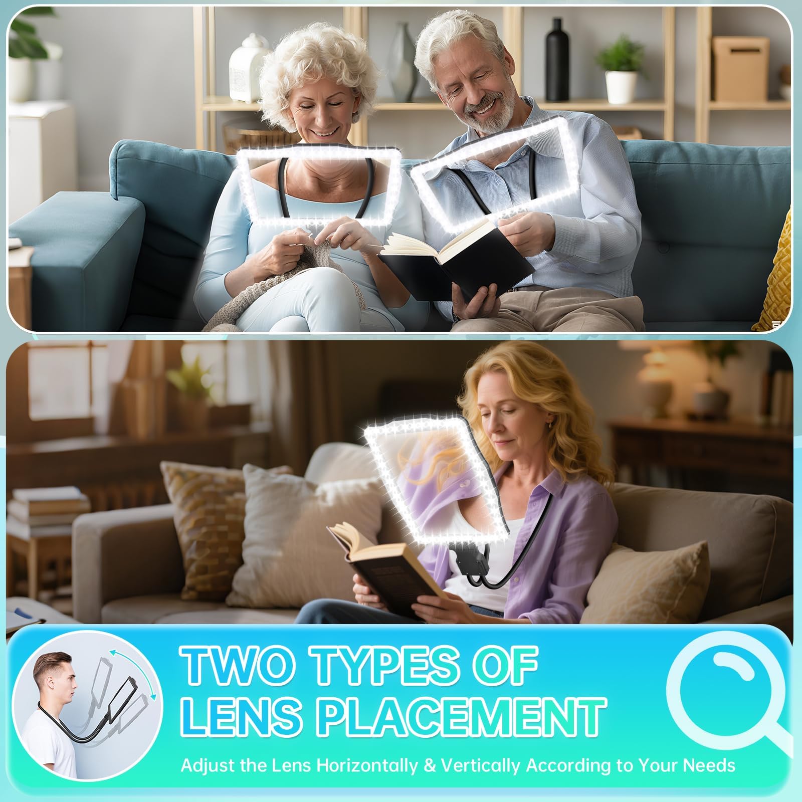 🔍Hands-Free Magnifying Glass With LED Light