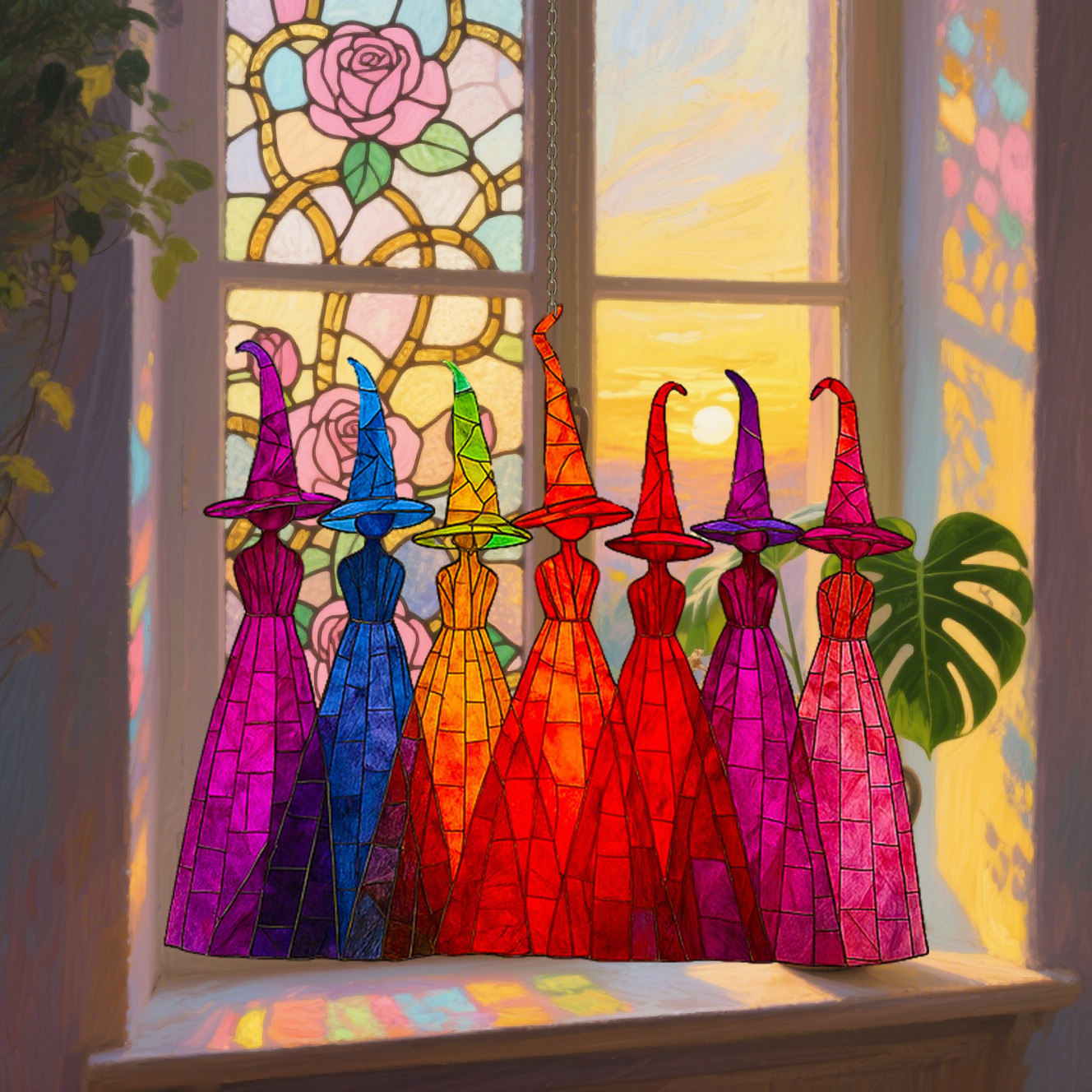 Rainbow Witch Sun Catcher