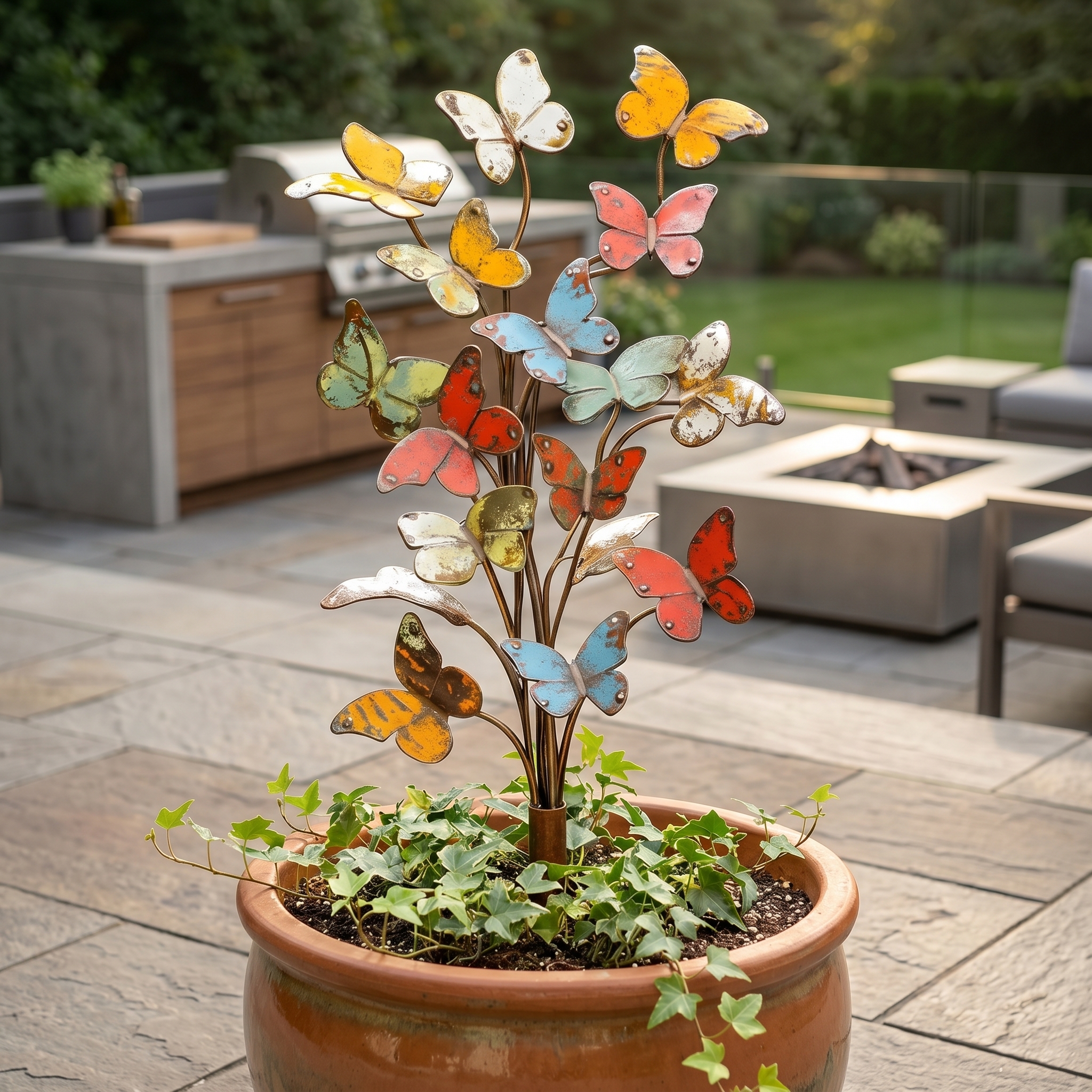 🦋 3D Multicolored Metal Butterfly Garden Stake