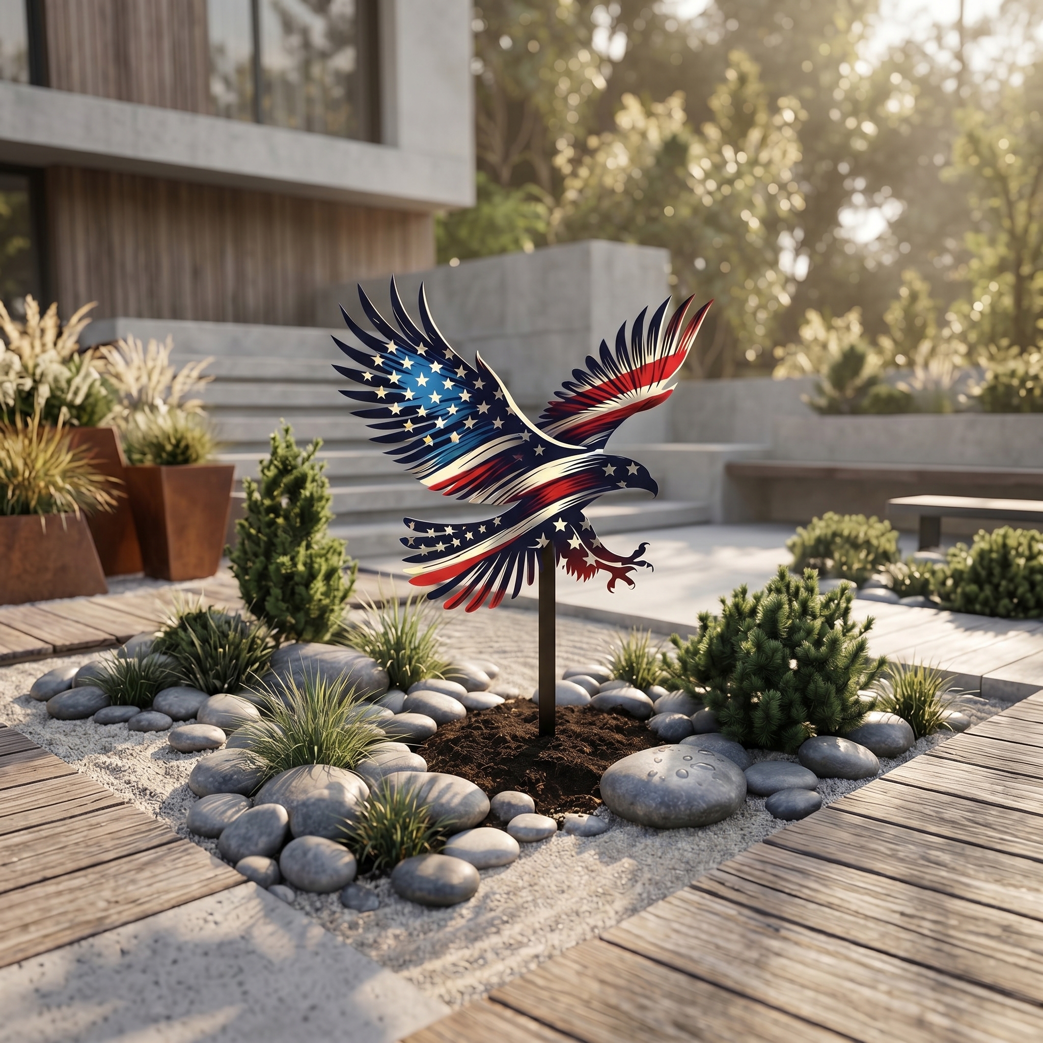 The American Flag Eagle Garden Stake