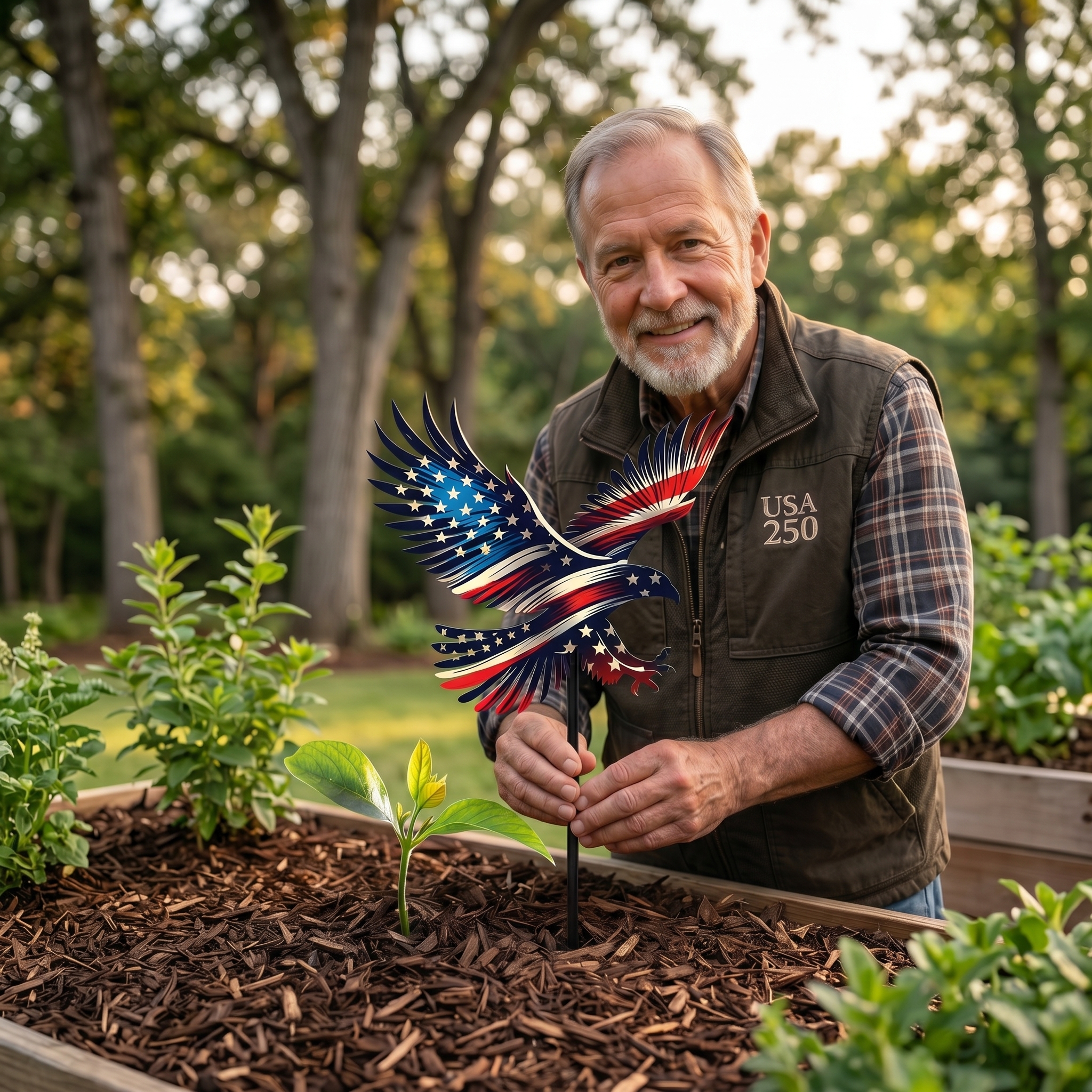 The American Flag Eagle Garden Stake