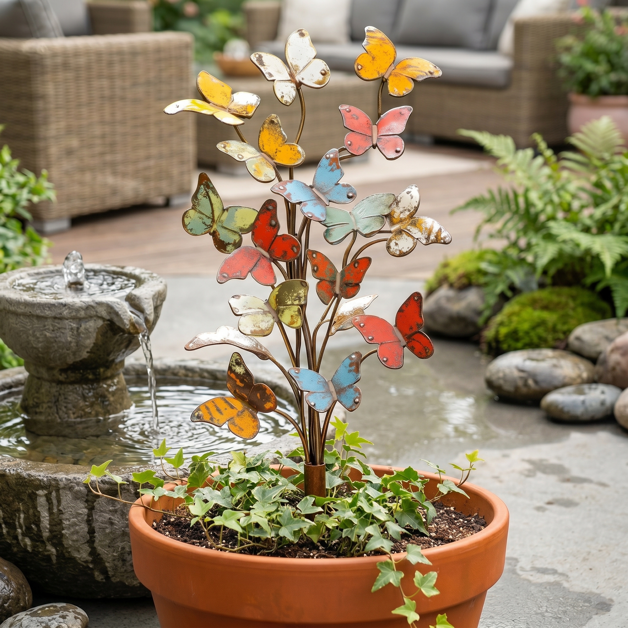 🦋 3D Multicolored Metal Butterfly Garden Stake