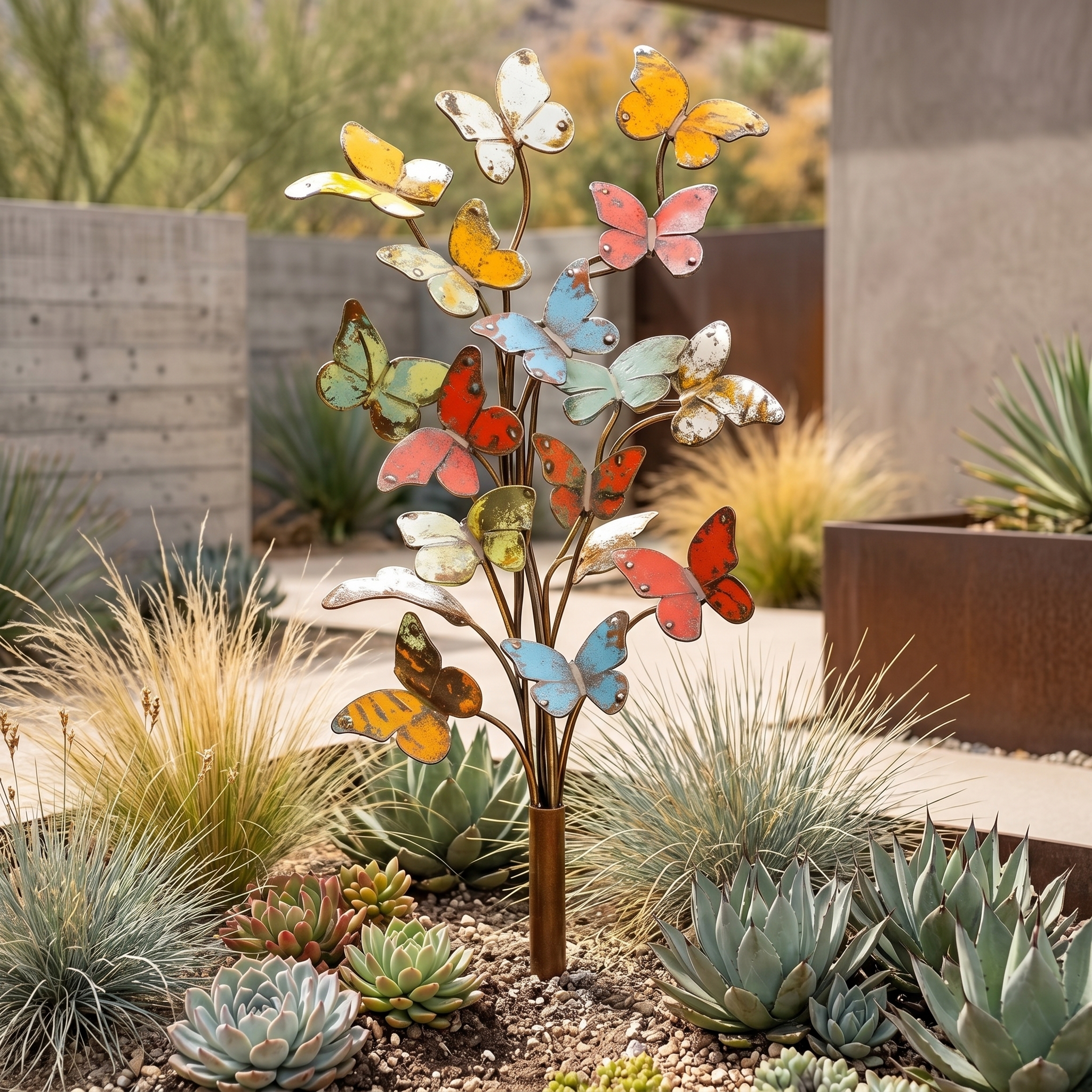 🦋 3D Multicolored Metal Butterfly Garden Stake