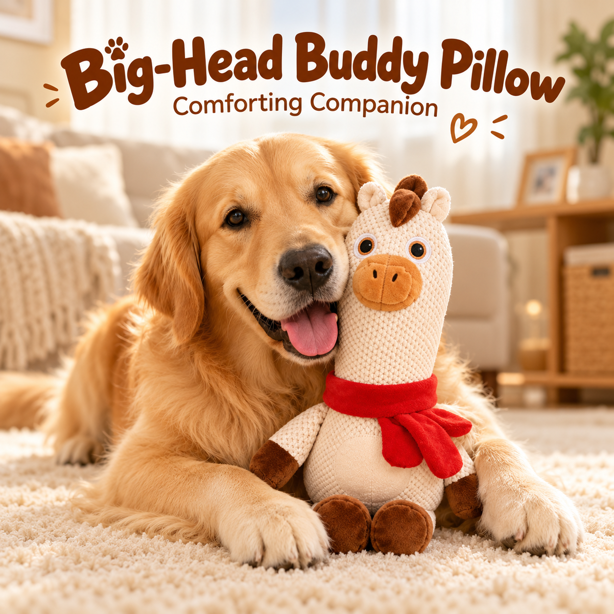 Reinforced Plush Dog Toy – Big-Head Squeaky Christmas Buddy