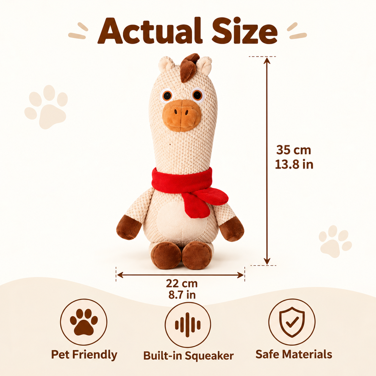 Reinforced Plush Dog Toy – Big-Head Squeaky Christmas Buddy