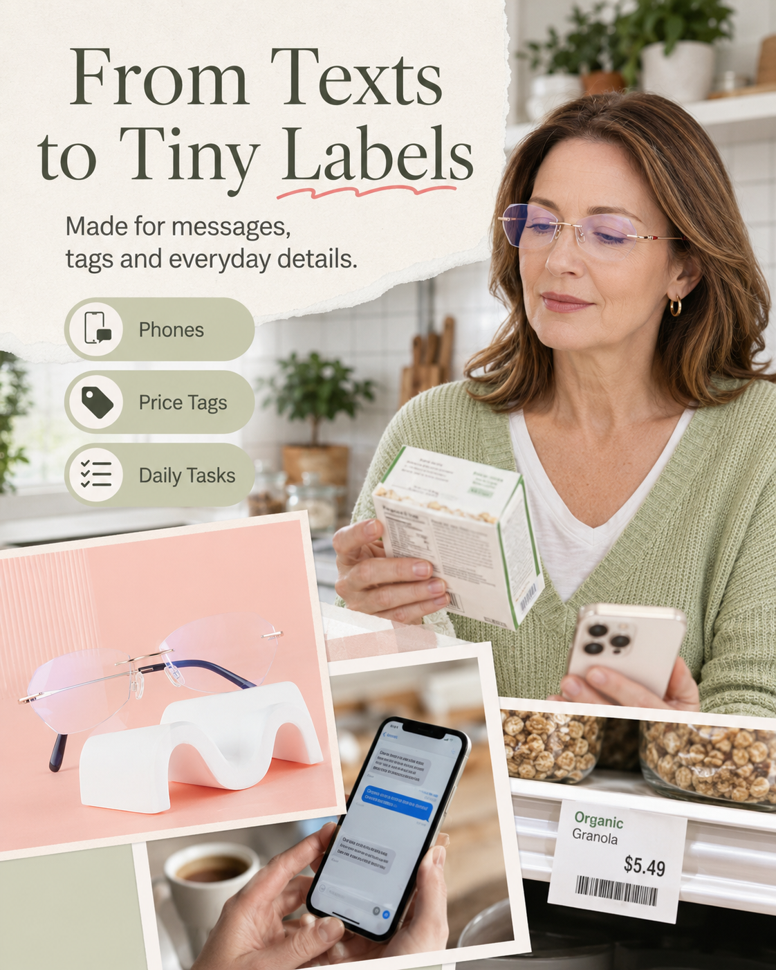 Ultra-Light Rimless Blue-Light Reading Glasses for Women