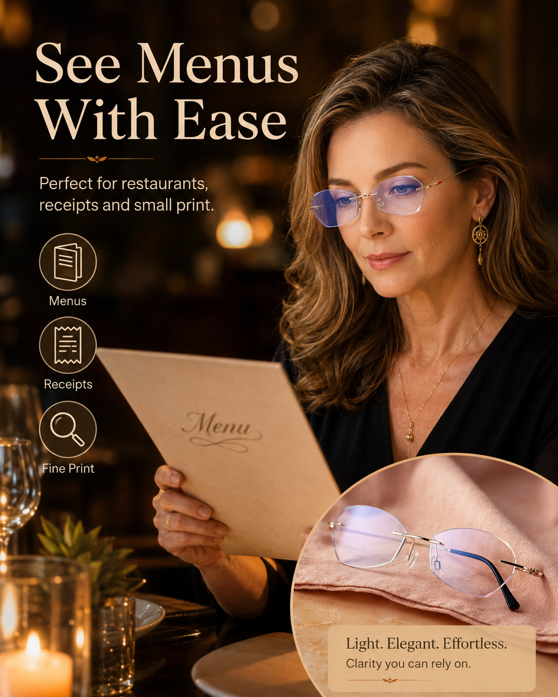 Ultra-Light Rimless Blue-Light Reading Glasses for Women