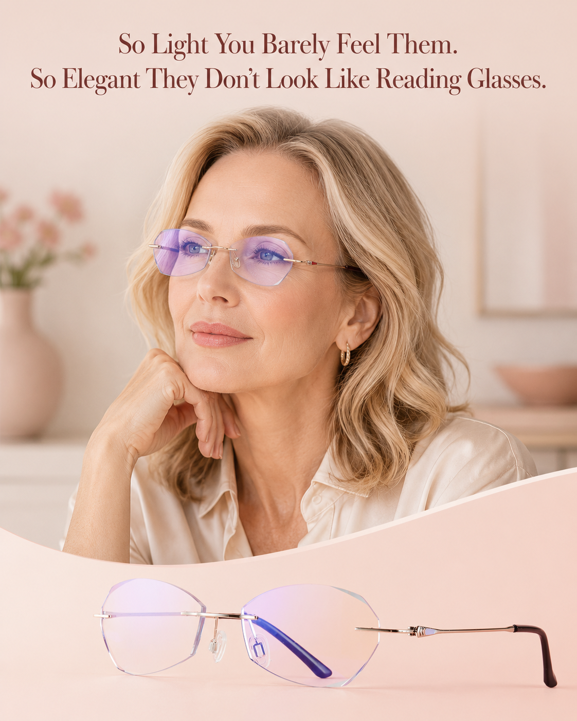 Ultra-Light Rimless Blue-Light Reading Glasses for Women