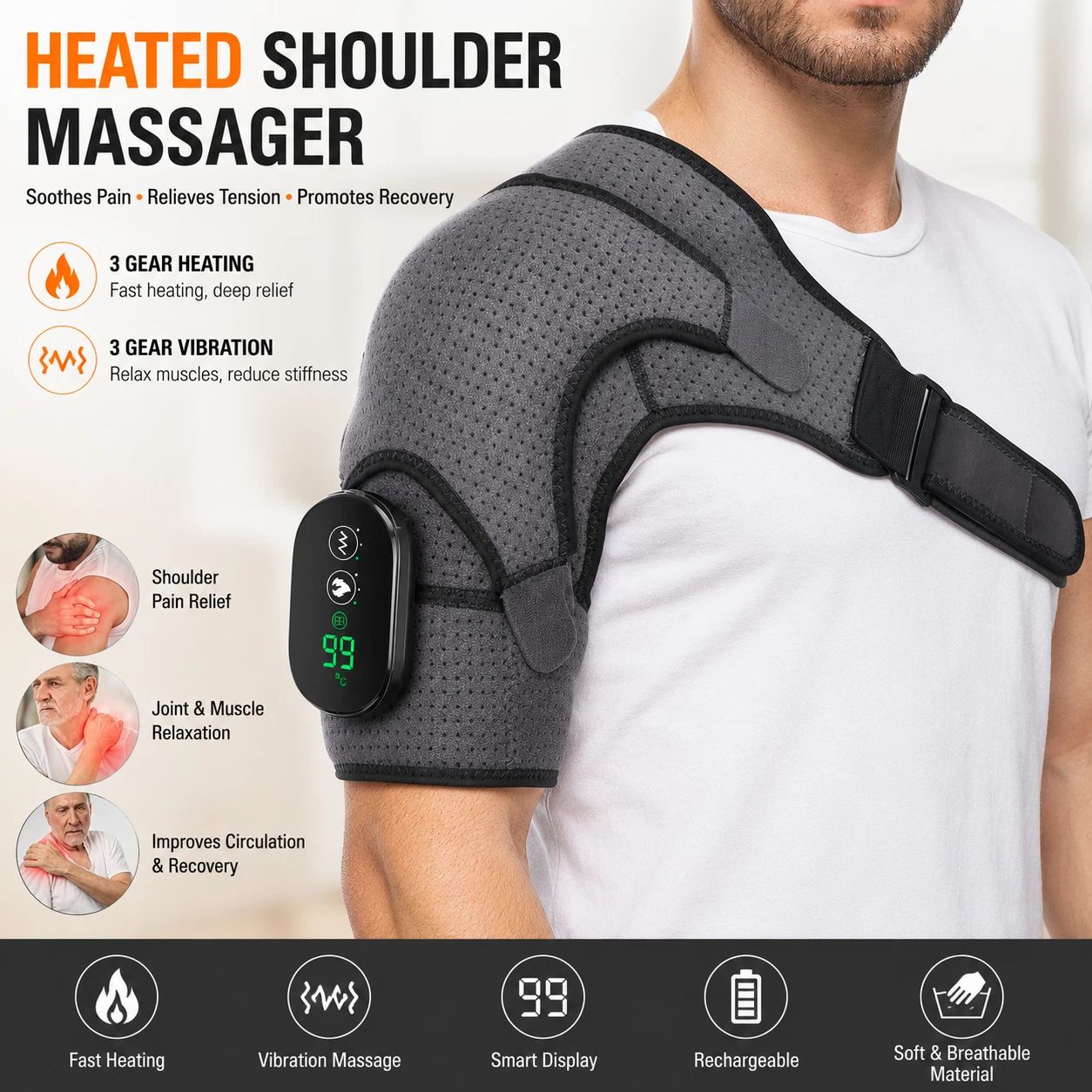 Heated Shoulder Massager with Vibration